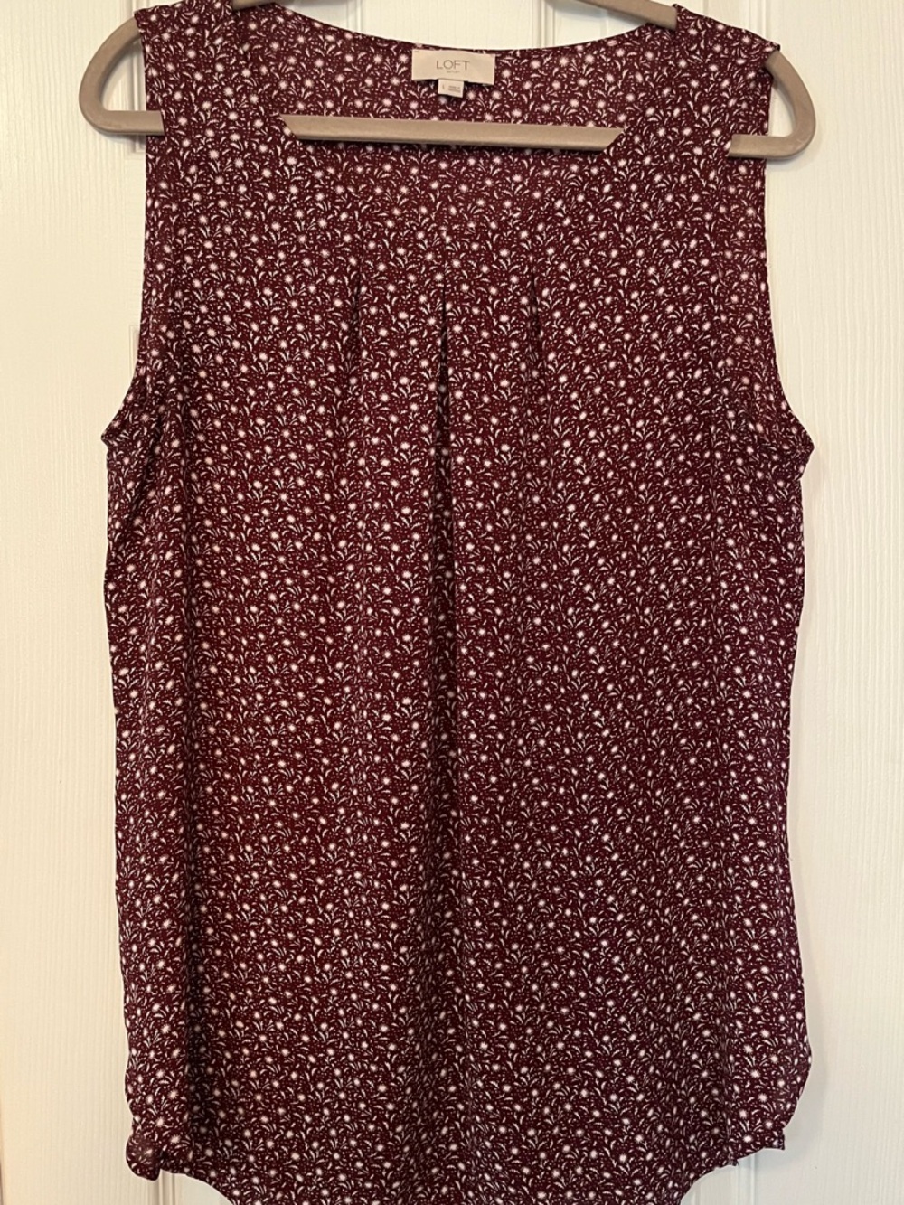 LOFT Wine Red Sleeveless Floral Print Shell
